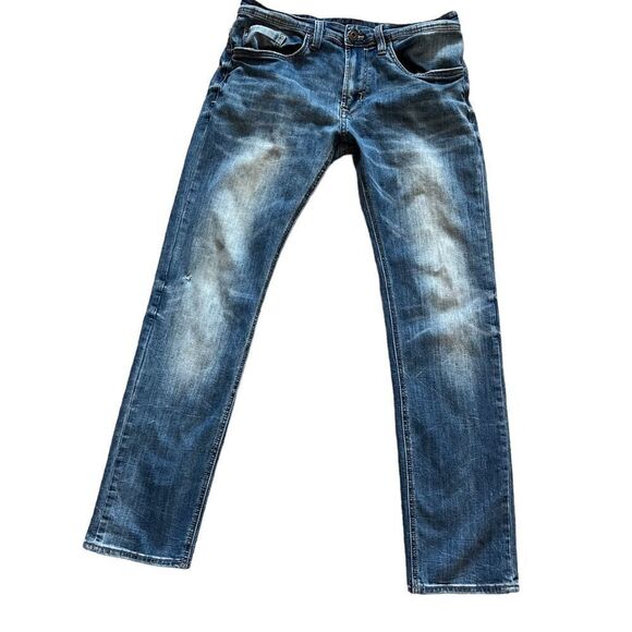 BUFFALO Slim Straight Stretch Bleach Wash Mid Rise Casual Denim Jean 32 - Picture 2 of 11